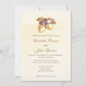 waterverf eikenbladeren herbergt bruiloft kaart (Voorkant)