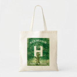 Waterverf eikenboom reünie monogram tote bag