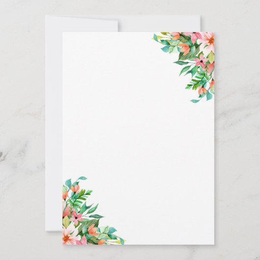 Waterverf eiland Botanical Wreath Wedding Kaart (Achterkant)