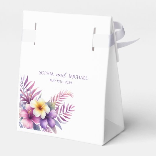 Waterverf eiland Romance-bruiloft Bedankdoosjes (Achterkant)