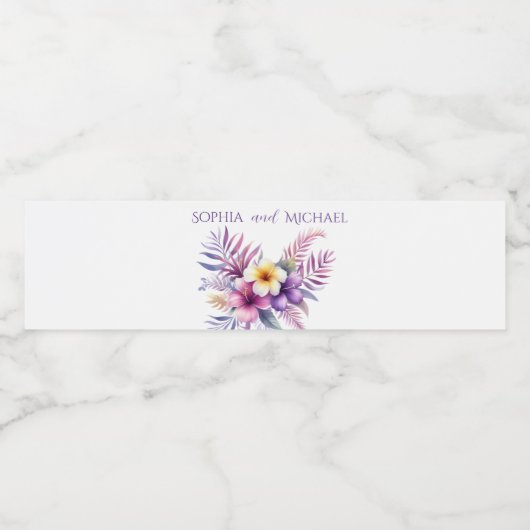 Waterverf eiland Romance-bruiloft Waterfles Etiket (Enkel label)