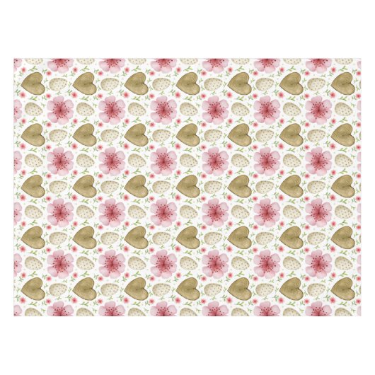 Waterverf Eitjes & Lentebloemen Pasen Tafelkleed (Voorkant (Horizontaal))