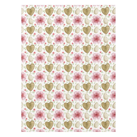 Waterverf Eitjes & Lentebloemen Pasen Tafelkleed (Voorkant)