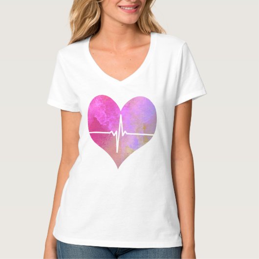Waterverf EKG Hart T-shirt (Voorkant)