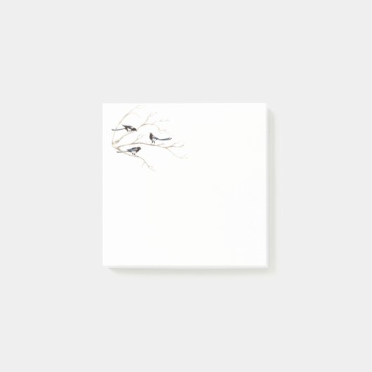 Waterverf ekster vogelfamilie chatten in de boom post-it® notes (Voorkant)
