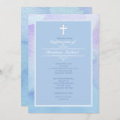 Waterverf Elegance Blue Invitation Kaart (Voorkant / Achterkant)