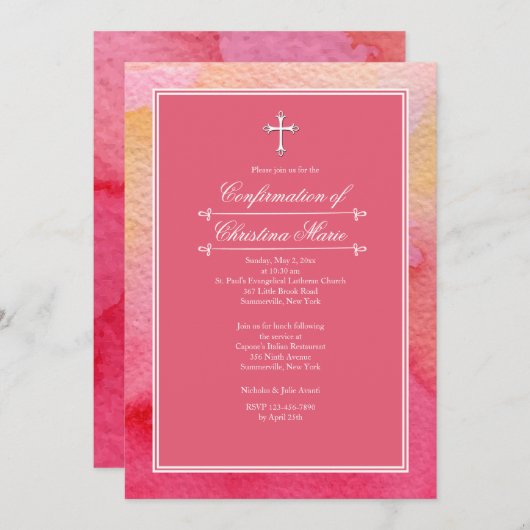 Waterverf Elegance Uitnodiging (Voorkant / Achterkant)