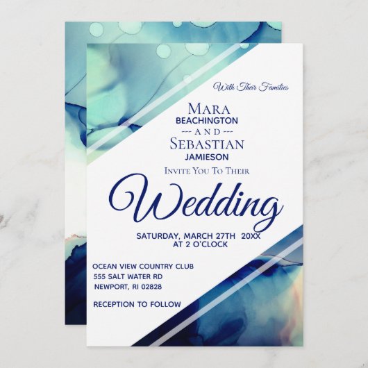 *~* Waterverf Elegant Abstract AR17 Wedding Kaart (Voorkant / Achterkant)