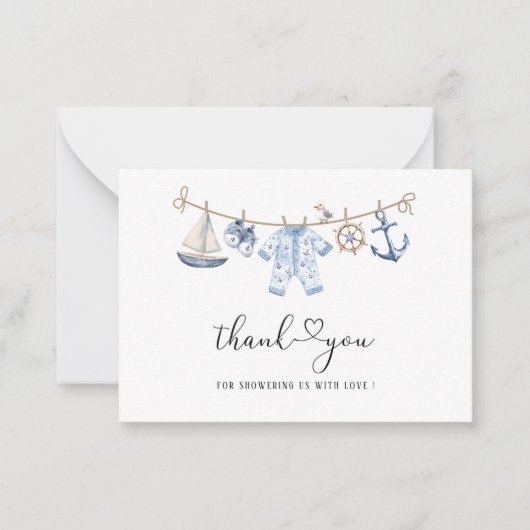 Waterverf Elegant ahoy het is een Boy baby shower Notitiekaartje (Voorkant)