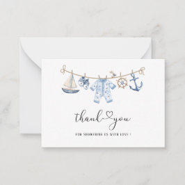 Waterverf Elegant ahoy het is een Boy baby shower  Notitiekaartje