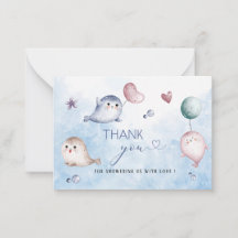 Waterverf Elegant Baby Seal baby shower dank u