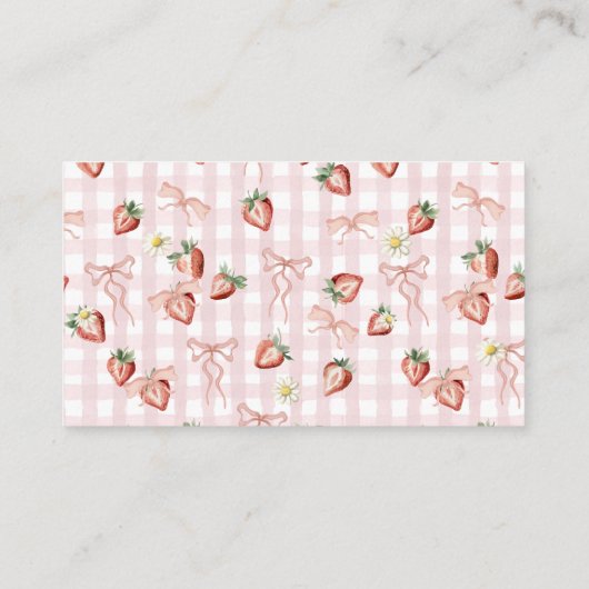 Waterverf Elegant baby shower Strawberry Daisy Informatiekaartje (Achterkant)