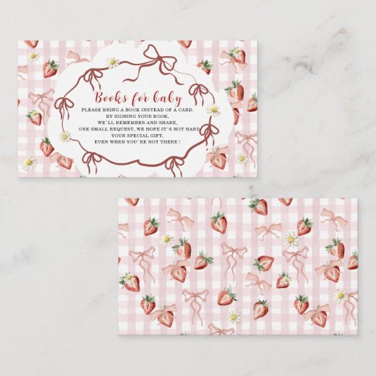 Waterverf Elegant baby shower Strawberry Daisy Informatiekaartje (Voorkant / Achterkant)