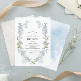 Waterverf Elegant blauw afstuderen Brunch Kaart