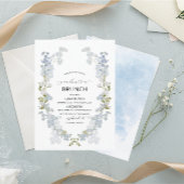 Waterverf Elegant blauw afstuderen Brunch Kaart