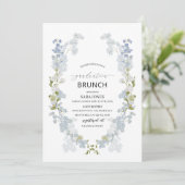 Waterverf Elegant blauw afstuderen Brunch Kaart (Staand voorkant)