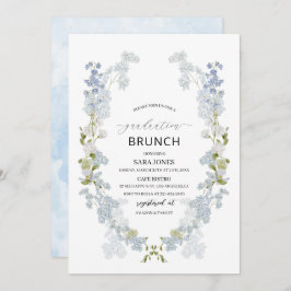 Waterverf Elegant blauw afstuderen Brunch Kaart