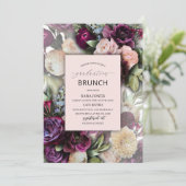 Waterverf Elegant blauw paarse roze bloemetjes gra Kaart (Staand voorkant)