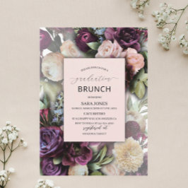 Waterverf Elegant blauw paarse roze bloemetjes gra Kaart