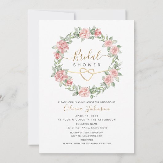 Waterverf Elegant Bloemen Blush Vrijgezellenfeest Kaart (Voorkant)