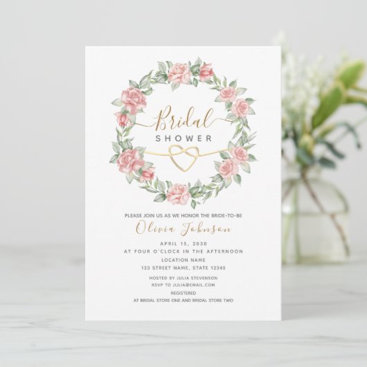 Waterverf Elegant Bloemen Blush Vrijgezellenfeest Kaart (Staand voorkant)