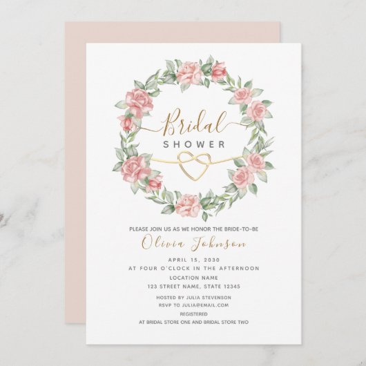 Waterverf Elegant Bloemen Blush Vrijgezellenfeest Kaart (Voorkant / Achterkant)