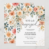 Waterverf Elegant Bloemen Engagement Party Kaart (Voorkant / Achterkant)