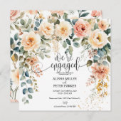 Waterverf Elegant Bloemen Engagement Party Kaart (Voorkant / Achterkant)