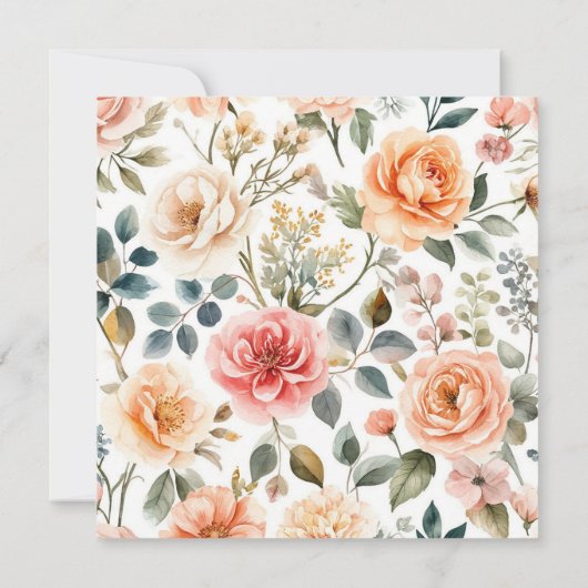 Waterverf Elegant Bloemen Engagement Party Kaart (Achterkant)