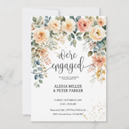 Waterverf Elegant Bloemen Engagement Party Kaart