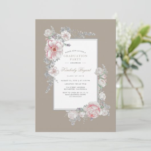 Waterverf Elegant  Bloemen Graduation Party Kaart (Staand voorkant)