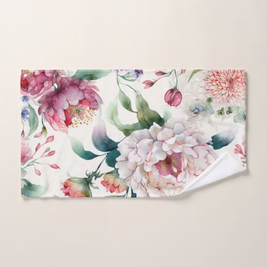 Waterverf elegant bloom azian floreel patroon handdoek (Handdoek)