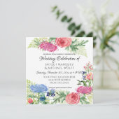 Waterverf Elegant Blue en roze Floral Fern Leaf Kaart (Staand voorkant)