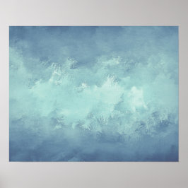 Waterverf Elegant Blue Green Grunge | Poster