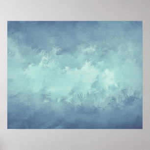 Waterverf Elegant Blue Green Grunge   Poster