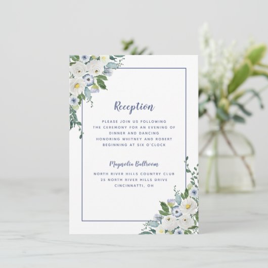 Waterverf Elegant Blue Informatiekaartje (Staand voorkant)