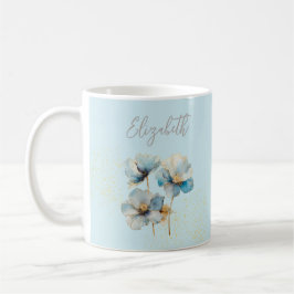 Waterverf Elegant Blue Poppies Gold Dust Koffiemok