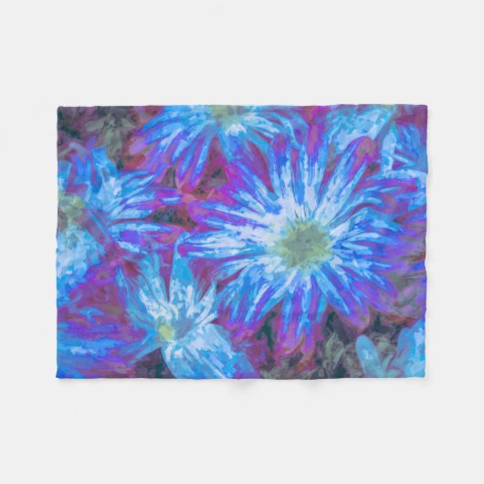 Waterverf Elegant Blue White Flowers Fleece Deken (Voorkant (Horizontaal))