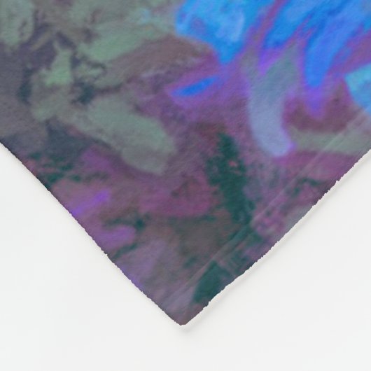 Waterverf Elegant Blue White Flowers Fleece Deken (Hoek)