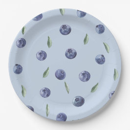 Waterverf Elegant Blueberry baby shower Papieren Bordje