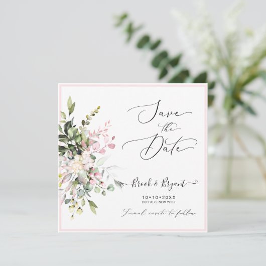 Waterverf Elegant Blush Pink Gum Eucalyptus Kaart (Staand voorkant)