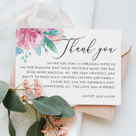 Waterverf Elegant Blush Roze Bloemen Bruiloft Bedankkaart