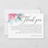 Waterverf Elegant Blush Roze Bloemen Bruiloft Bedankkaart (Voorkant)