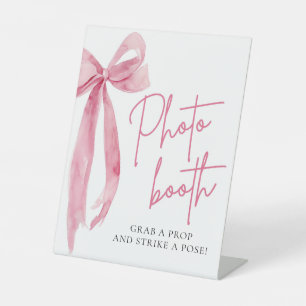 Waterverf Elegant Blush Roze Boog Foto Booth teken Reclamebord Met Voetstuk