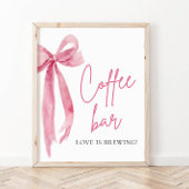 Waterverf Elegant Blush Roze Bow Coffee Bar Teken Poster