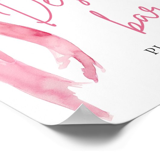 Waterverf Elegant Blush Roze Bow Dessert Bar Teken Poster (Hoek)