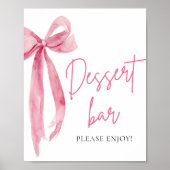 Waterverf Elegant Blush Roze Bow Dessert Bar Teken Poster (Voorkant)