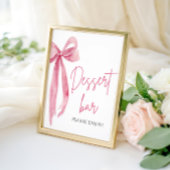 Waterverf Elegant Blush Roze Bow Dessert Bar Teken Poster