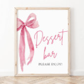 Waterverf Elegant Blush Roze Bow Dessert Bar Teken Poster
