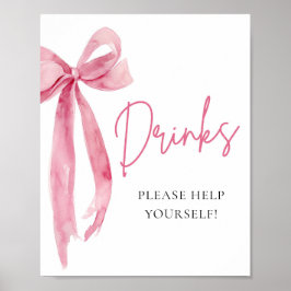 Waterverf Elegant Blush Roze Bow Drinken Teken Poster